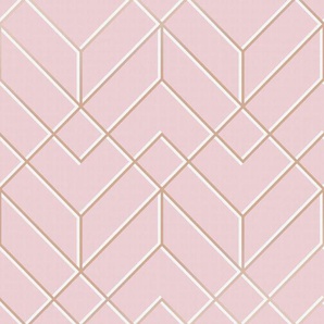 Vliestapete, Pink, Kunststoff, Papier, Graphik, 52x1000 cm, Made in Europe, Tapeten Shop, Vliestapeten