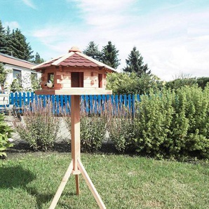 Vogelhaus Knusperhäuschen mit Fußkreuzständer Futterhaus Promadino Vogel Holz