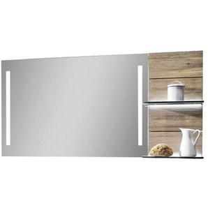 Voglauer Badezimmerspiegel , Eiche , Holz, Glas , Wildeiche , furniert, mehrschichtige Massivholzplatte (Tischlerplatte) , 128x64x18 cm , Goldenes M, Made in Austria , Badezimmer, Badezimmerspiegel, Badspiegel