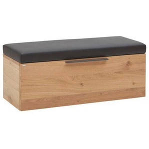 Voglauer Garderobenbank , Anthrazit, Eiche , Holz, Leder , Echtleder , Rindleder , Wildeiche , furniert, massiv, mehrschichtige Massivholzplatte (Tischlerplatte) , 96.2x42x39 cm , Garderobe, Garderobenbänke, Garderobenbänke