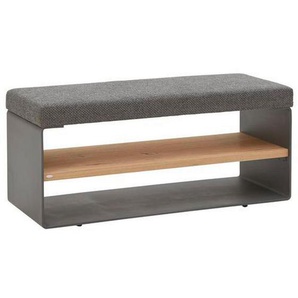 Voglauer Garderobenbank , Anthrazit, Grau, Eiche , Holz, Metall, Textil , Wildeiche , furniert, mehrschichtige Massivholzplatte (Tischlerplatte) , 96x44x39 cm , Garderobe, Garderobenbänke, Garderobenbänke