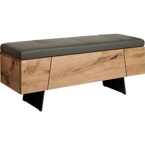 Voglauer Garderobenbank , Grau, Eiche , Holz, Leder , Echtleder , Nappaleder , Eiche , furniert, mehrschichtige Massivholzplatte (Tischlerplatte) , 2-Sitzer , 128.2x49.0x38.8 cm , Lederauswahl, Stoffauswahl, Typenauswahl , Garderobe, Garderobenbänke,