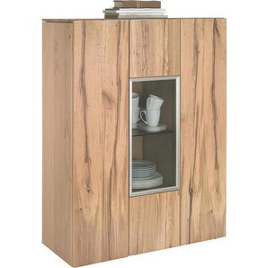 Voglauer Highboard , Eiche , Metall , Altholz, Eiche , furniert, mehrschichtige Massivholzplatte (Tischlerplatte) , 5 Fächer , 96x130x42.3 cm , Goldenes M, Made in Austria , Typenauswahl , Holzmöbel, Kleinmöbel Holz, Holzkommoden, Highboards Holz