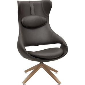Voglauer Ohrensessel, Braun, Eiche, Holz, Leder, Echtleder, Rindleder, Wildeiche, massiv, Uni, 78x123x83 cm, Goldenes M, Made in Austria, Lederauswahl, Stoffauswahl, Wohnzimmer, Sessel, Ohrensessel