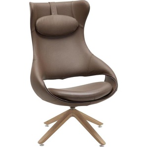 Voglauer Ohrensessel, Braun, Eiche, Holz, Leder, Echtleder, Rindleder, Wildeiche, massiv, Uni, 78x123x83 cm, Goldenes M, Made in Austria, Lederauswahl, Stoffauswahl, Wohnzimmer, Sessel, Ohrensessel