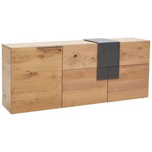 Voglauer Sideboard , Anthrazit, Eiche , Metall , Wildeiche , furniert, mehrschichtige Massivholzplatte (Tischlerplatte) , 2 Fächer , 1 Schubladen , 192.2x82x48.2 cm , Goldenes M, Made in Austria , Typenauswahl , Holzmöbel, Kleinmöbel Holz, Holzkommoden,