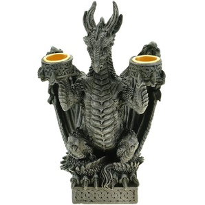 Vogler 766-2963 Kerzenhalter Drache hält Kerze 20 cm Dragon Figur