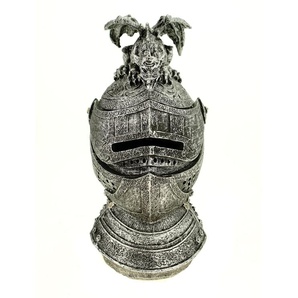Vogler 816-4857 Spardose Ritterhelm mit Drachen 17 cm aus Polyresin Sparschwein