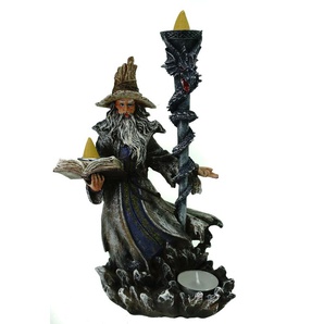 Vogler Zauberer Merlin mit Räucherkegel und Teelicht 23 cm Figur Magier
