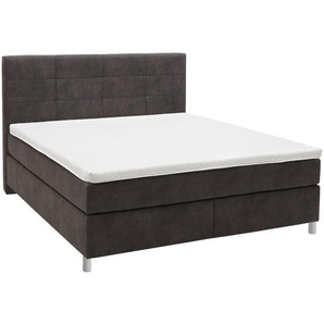 Voleo Boxspringbett, Schlamm, Textil, H2 + H3, 7-Zonen, Höhe ca. 18 cm, 180x200 cm, Stoffauswahl, Topper durchgehend, Über- und Sondergrößen