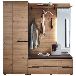 Voleo Garderobe, Graphit, Eiche Artisan, Holzwerkstoff, 3-teilig, 185x196x37 cm, Garderobe, Garderoben-Sets