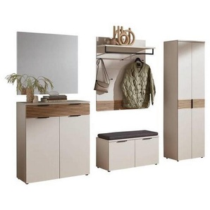 Voleo Garderobe, Eiche, Kaschmir, Holzwerkstoff, 5-teilig, 269x200x40 cm, Made in Germany, Garderobe, Garderoben-Sets & Serien, Garderoben-Sets