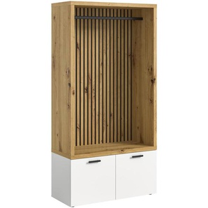 Voleo Garderobe, Weiß, Eiche Artisan, Holzwerkstoff, 100x200x47 cm, Garderobe, Garderoben-Sets & Serien
