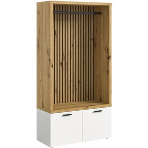 Voleo Garderobe, Weiß, Eiche Artisan, Holzwerkstoff, 106x200x47 cm, Garderobe, Garderoben-Sets & Serien