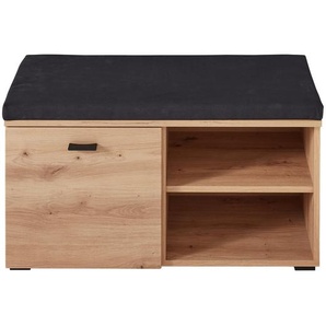 Voleo Garderobenbank, Eiche Artisan, Metall, 1-Sitzer, Füllung: Schaumstoff, 84x47.2x37.4 cm, abwischbar, Garderobe, Garderobenbänke