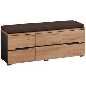 Voleo Garderobenbank, Graphit, Grau, Eiche Artisan, Textil, Füllung: Schaumstoff, Polyurethan (Pur), 120.3x48x38 cm, Garderobe, Garderobenbänke,