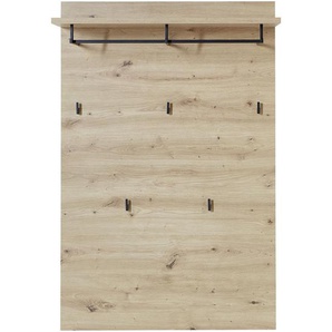 Voleo Garderobenpaneel, Eiche, Metall, 84x129x29 cm, Aufhängemöglichkeit, Garderobe, Garderobenpaneele, Garderobenpaneele
