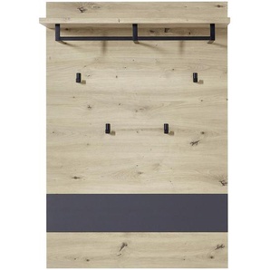 Voleo Garderobenpaneel, Graphit, Eiche, Metall, 80x118x30 cm, Aufhängemöglichkeit, Hutablage, Kleiderstange, Garderobe, Garderobenpaneele, Garderobenpaneele