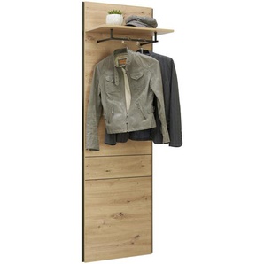 Voleo Garderobenpaneel, Schwarz, Eiche, 58x184x31.6 cm, Aufhängemöglichkeit, Garderobe, Garderobenpaneele, Garderobenpaneele