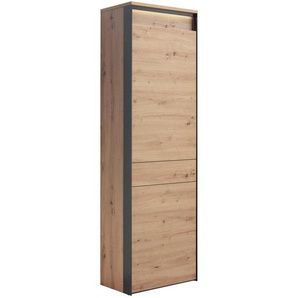 Voleo Garderobenschrank, Schwarz, Eiche Artisan, Holzwerkstoff, 60x200x38 cm, Beimöbel erhältlich, Garderobe, Garderobenschränke, Garderobenschränke