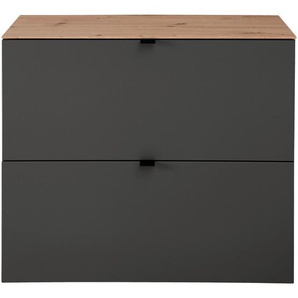 Voleo Hängeschuhschrank, Graphit, Eiche Artisan, Metall, 4 Fächer, 100x84x37 cm, Beimöbel erhältlich, hängend, Garderobe, Schuhaufbewahrung,