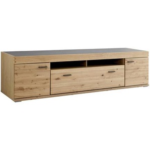 Voleo Lowboard Houston , Eiche, Schiefer , Metall , Altholz, Eiche,Eiche , massiv , 2 Fächer , 1 Schubladen , 205x54x50 cm , Beimöbel erhältlich, stehend , Wohnzimmer, Wohnwände, Lowboards