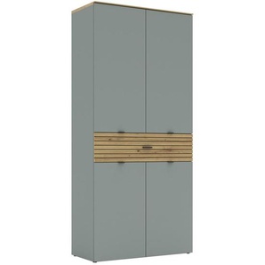 Voleo Schuhschrank, Grün, Eiche Artisan, Metall, 6 Fächer, 1 Schublade(n) Schubladen, 90x196x41 cm, Beimöbel erhältlich, stehend, Garderobe, Schuhaufbewahrung, Schuhschränke