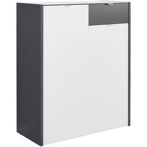Voleo Schuhschrank, Graphit, Weiß, Holzwerkstoff, 9 Fächer, 1 Schubladen, 91x110x40 cm, Made in Germany, Beimöbel erhältlich, Garderobe, Schuhaufbewahrung, Schuhschränke