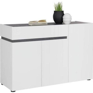 Voleo Sideboard, Anthrazit, Weiß, Holzwerkstoff, 2 Fächer, 1 Schubladen, 120.2x80.1x42.6 cm, erweiterbar, Typenauswahl, Beimöbel erhältlich, stehend, Wohnzimmer, Kommoden & Sideboards, Sideboards