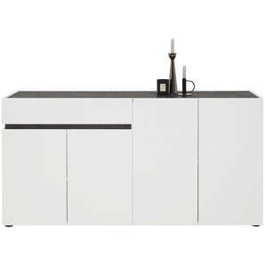 Voleo Sideboard, Anthrazit, Weiß, Holzwerkstoff, 2 Fächer, 1 Schubladen, 160.2x80.1x42.6 cm, erweiterbar, Typenauswahl, Beimöbel erhältlich,