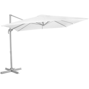 VONROC Freitragender Premium Sonnenschirm Pisogne 300x300cm – Robuster Sonnenschirm – Um 360° drehbar – Neigbar – UV-beständiges Segeltuch – Weiß –