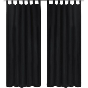 Vorhänge Gardinen aus Satin 2-teilig 140 x 245 cm Schwarz Vidaxl