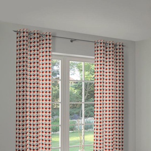 Vorhang ADAM Circles Gardinen Gr. 145 cm, Ösen, 145 cm, orange (natur, orange, hellgrau) Ösen