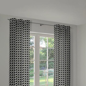 Vorhang ADAM Circles Gardinen Gr. 245 cm, Ösen, 145 cm, schwarz-weiß (dunkelgrau, hellgrau, schwarz) Ösen nachhaltig