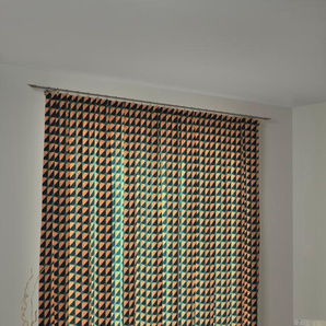 Vorhang ADAM Circles Gardinen Gr. 245 cm, Kräuselband, 145 cm, bunt (orange, dunkelblau, türkis) Kräuselband nachhaltig
