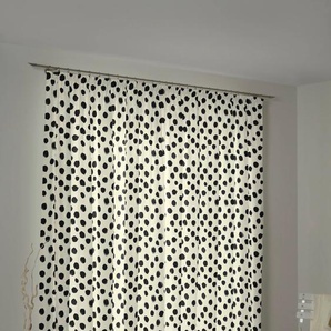 Vorhang ADAM Dots Gardinen Gr. 145 cm, Kräuselband, 145 cm, weiß (naturweiß, schwarz) Kräuselband nachhaltige Materialien