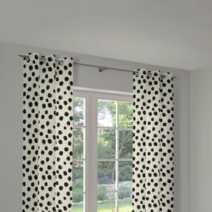 Vorhang ADAM Dots Gardinen Gr. 175 cm, Ösen, 145 cm, weiß (naturweiß, schwarz) Ösen