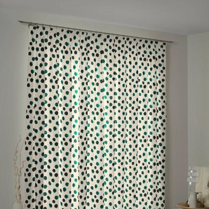 Vorhang ADAM Dots Gardinen Gr. 245 cm, Kräuselband, 145 cm, grün (naturweiß, dunkelgrün) Kräuselband nachhaltige Materialien