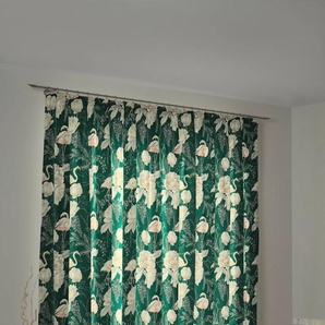 Vorhang ADAM Eden Gardinen Gr. 225 cm, Kräuselband, 145 cm, grün (natur, dunkelgrün) Kräuselband