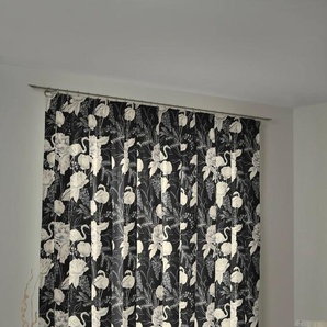 Vorhang ADAM Eden Gardinen Gr. 245 cm, Kräuselband, 145 cm, schwarz-weiß (weiß, schwarz) Kräuselband