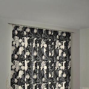 Vorhang ADAM Eden Gardinen Gr. 245 cm, Kräuselband, 145 cm, schwarz-weiß (weiß, schwarz) Kräuselband Gardine nachhaltig