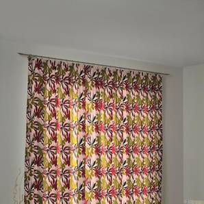 Vorhang ADAM Jungle Gardinen Gr. 145 cm, Kräuselband, 145 cm, bunt (grün, dunkelrot, rosa) Kräuselband
