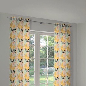 Vorhang ADAM Jungle Gardinen Gr. 175 cm, Ösen, 145 cm, bunt (gelb, türkis) Ösen nachhaltig