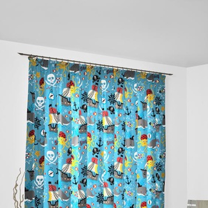 Vorhang ADAM Pirates Gardinen Gr. 175 cm, Kräuselband, 145 cm, blau Kräuselband GOTS zertifiziert, nachhaltig