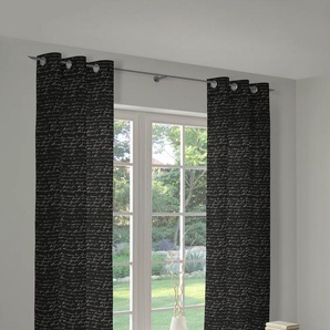 Vorhang ADAM Scribble Gardinen Gr. 145 cm, Ösen, 145 cm, schwarz-weiß (schwarz, naturweiß) Ösen nachhaltig aus Bio-Baumwolle