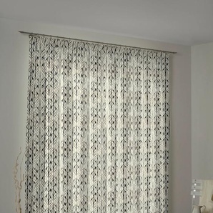 Vorhang ADAM Wave Gardinen Gr. 145 cm, Kräuselband, 145 cm, weiß (naturweiß, grau, schwarz) Kräuselband