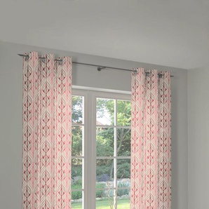 Vorhang ADAM Wave Gardinen Gr. 225 cm, Ösen, 145 cm, bunt (rot, natur, rosa) Ösen nachhaltig aus Bio-Baumwolle