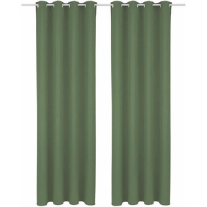 Vorhang BRUNO BANANI Lagan Gardinen Gr. 145 cm, Ösen, 140 cm, grün (oliv) Ösen Gardine Set, blickdicht, gewebt, Microfaser, verschiedene Größen, einfarbig