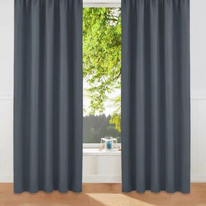 Vorhang BRUNO BANANI Lagan Gardinen Gr. 175 cm, Kräuselband, 140 cm, grau (anthrazit) Kräuselband Gardine Set, blickdicht, gewebt, Microfaser, verschiedene Größen, einfarbig