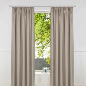 Vorhang BRUNO BANANI Lagan Gardinen Gr. 225 cm, Kräuselband, 140 cm, grau (kitt) Kräuselband Gardine Set, blickdicht, gewebt, Microfaser, verschiedene Größen, einfarbig